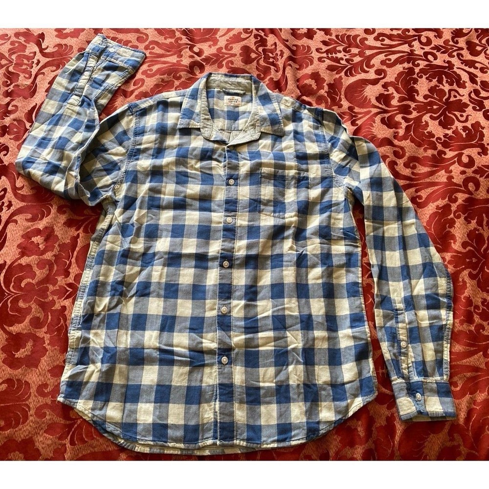 Marine Layer Mens Shirt Soft Lightweight Button Up Plaid M/L Marge Long s10